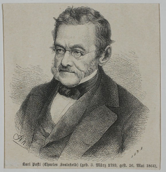 Charles Sealsfield - Holzstich (1864) von August Neumann