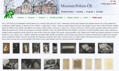 Webseite des Polizeimuseums in Prag